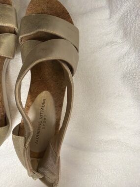 Adrienne Vittadini Sport Women’s Metallic Taupe Gold Wedge Sandals